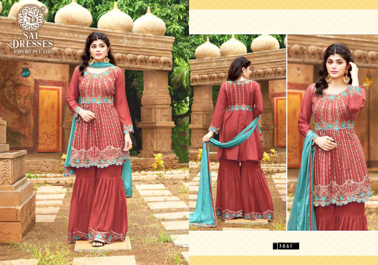 SAI DRESSES PRESENT LAKME HEAVY CHINON GARARA STYLE DESIGNER EID COLLECTION IN WHOLESALE RATE IN SURAT