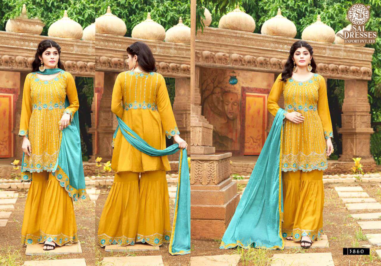 SAI DRESSES PRESENT LAKME HEAVY CHINON GARARA STYLE DESIGNER EID COLLECTION IN WHOLESALE RATE IN SURAT