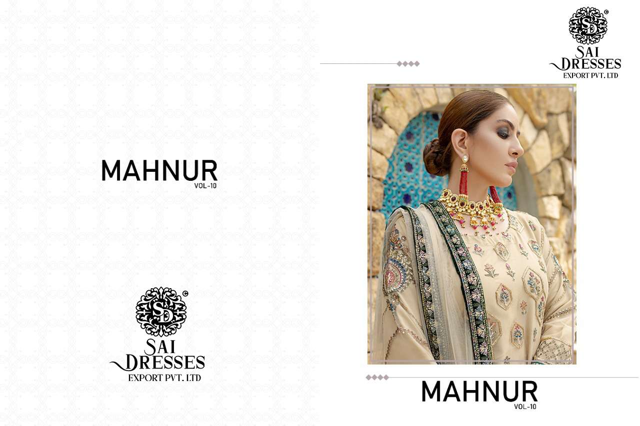 SAI DRESSES PRESENT MAHNUR VOL 10 SEMI STITCHED PARTY WEAR PAKISTANI DESIGNER SUITS IN WHOLESALE RATE IN SURAT