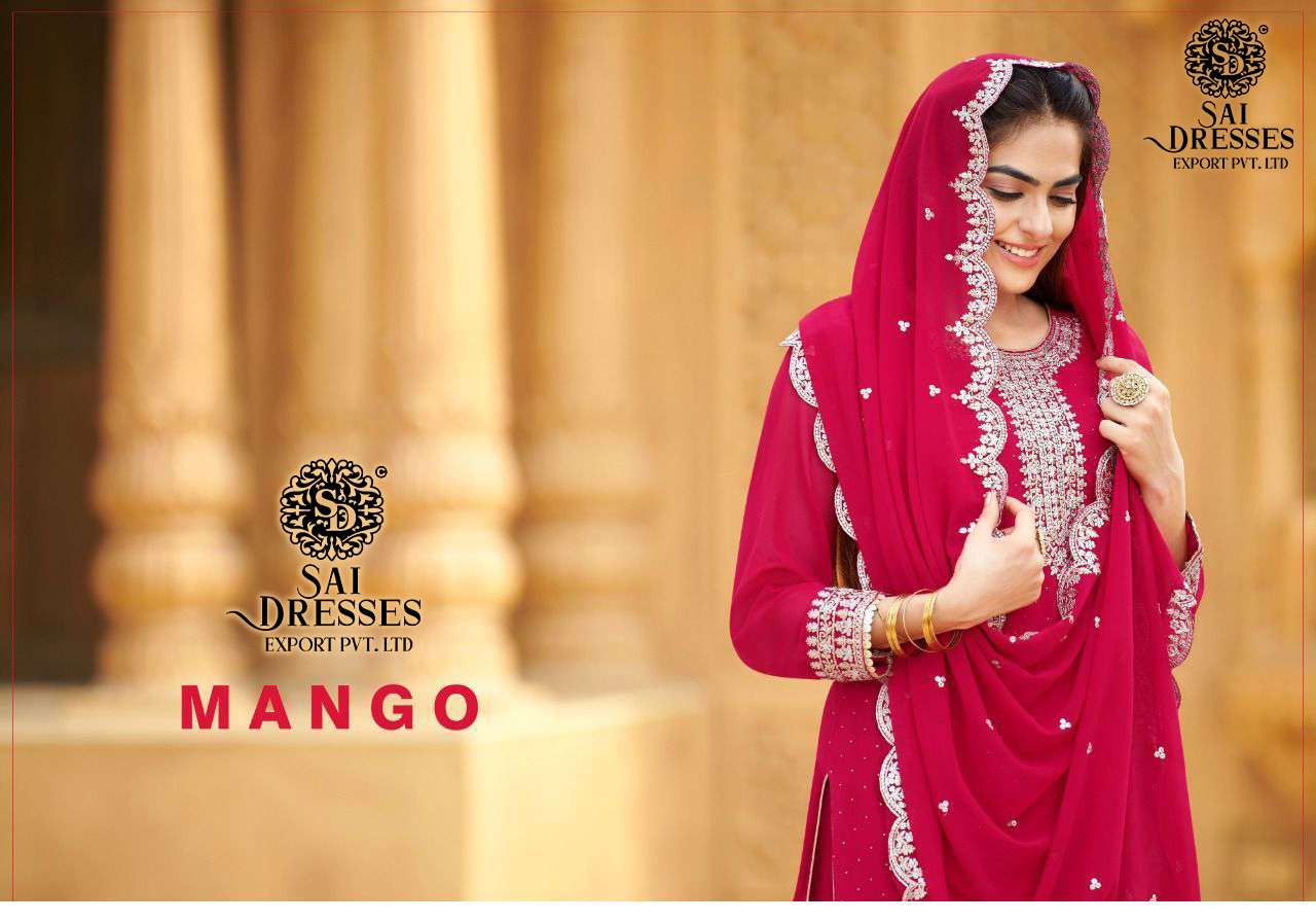 SAI DRESSES PRESENT MANGO WEDDING WEAR DESIGNER SUITS IN WHOLESALE RATE IN SURAT 