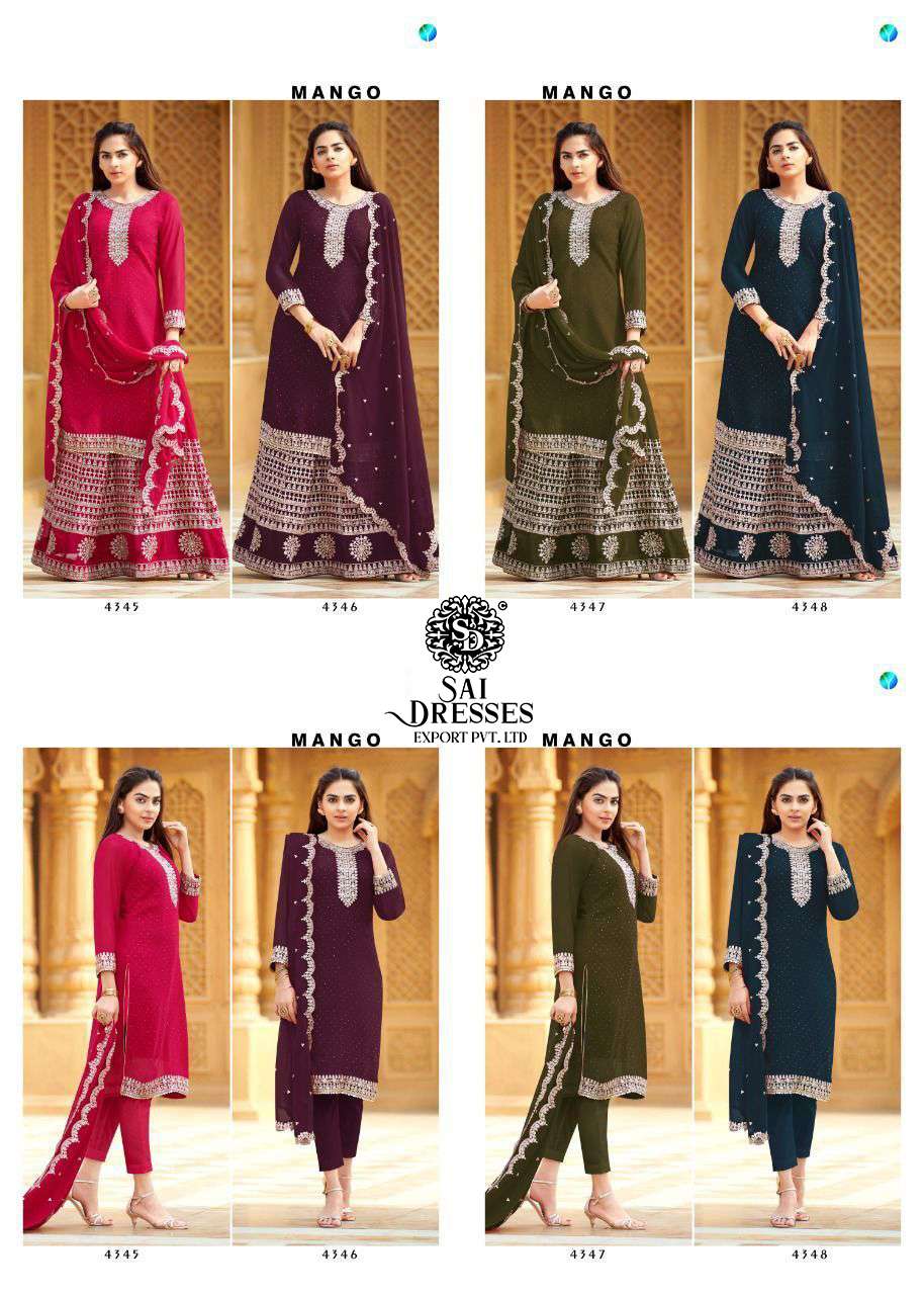 SAI DRESSES PRESENT MANGO WEDDING WEAR DESIGNER SUITS IN WHOLESALE RATE IN SURAT 