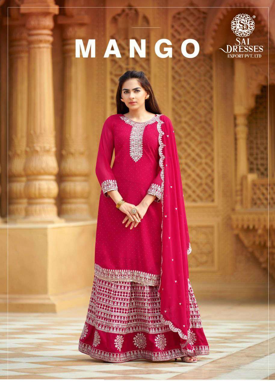 SAI DRESSES PRESENT MANGO WEDDING WEAR DESIGNER SUITS IN WHOLESALE RATE IN SURAT 