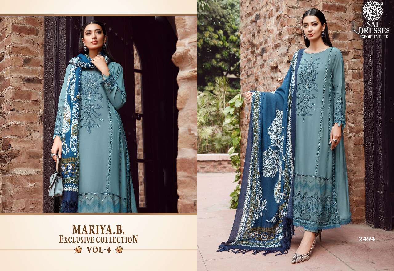 SAI DRESSES PRESENT MARIYA B EXCLUSIVE COLLECTION VOL 4 KASMIRI SELF EMBROIDERED PAKISTANI DESIGNER SUITS IN WHOLESALE RATE IN SURAT