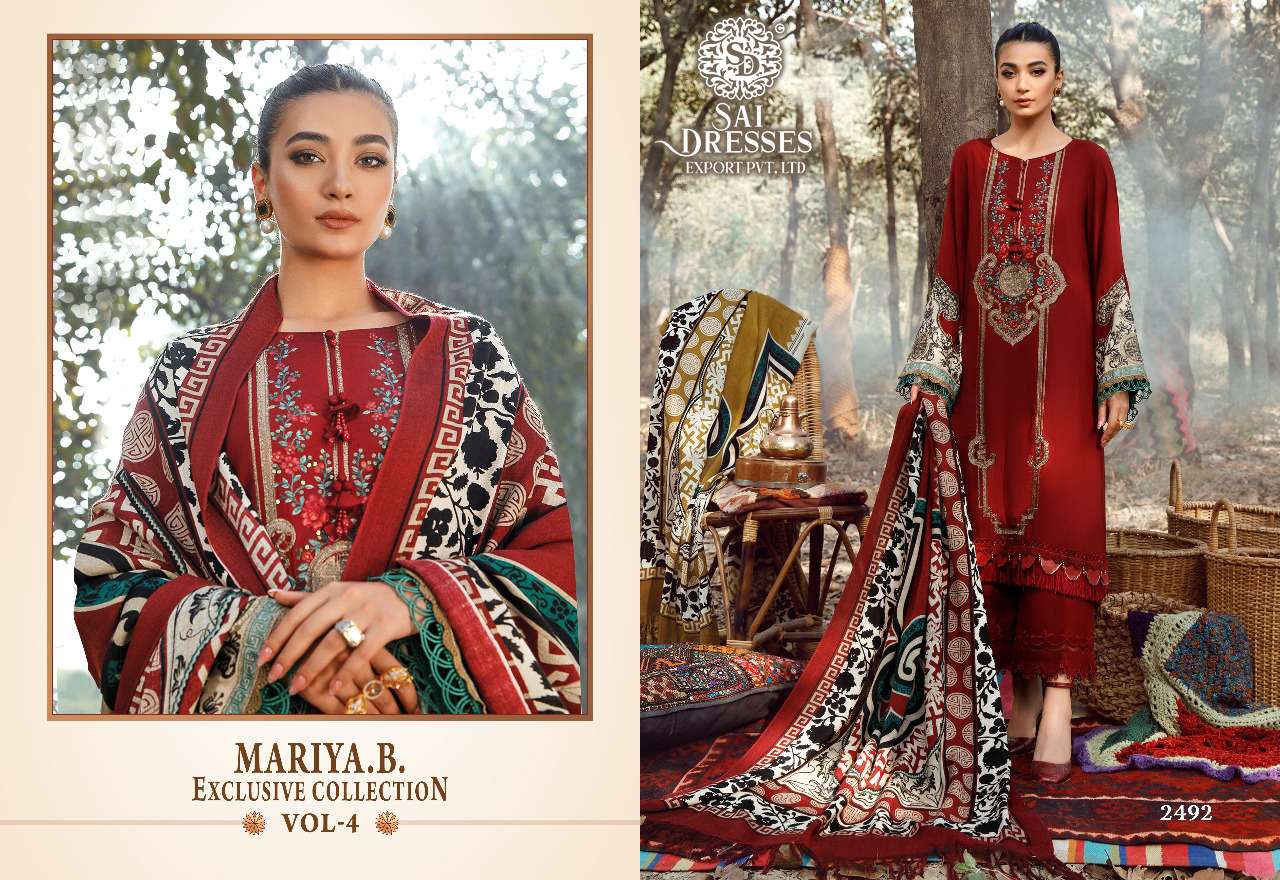 SAI DRESSES PRESENT MARIYA B EXCLUSIVE COLLECTION VOL 4 KASMIRI SELF EMBROIDERED PAKISTANI DESIGNER SUITS IN WHOLESALE RATE IN SURAT