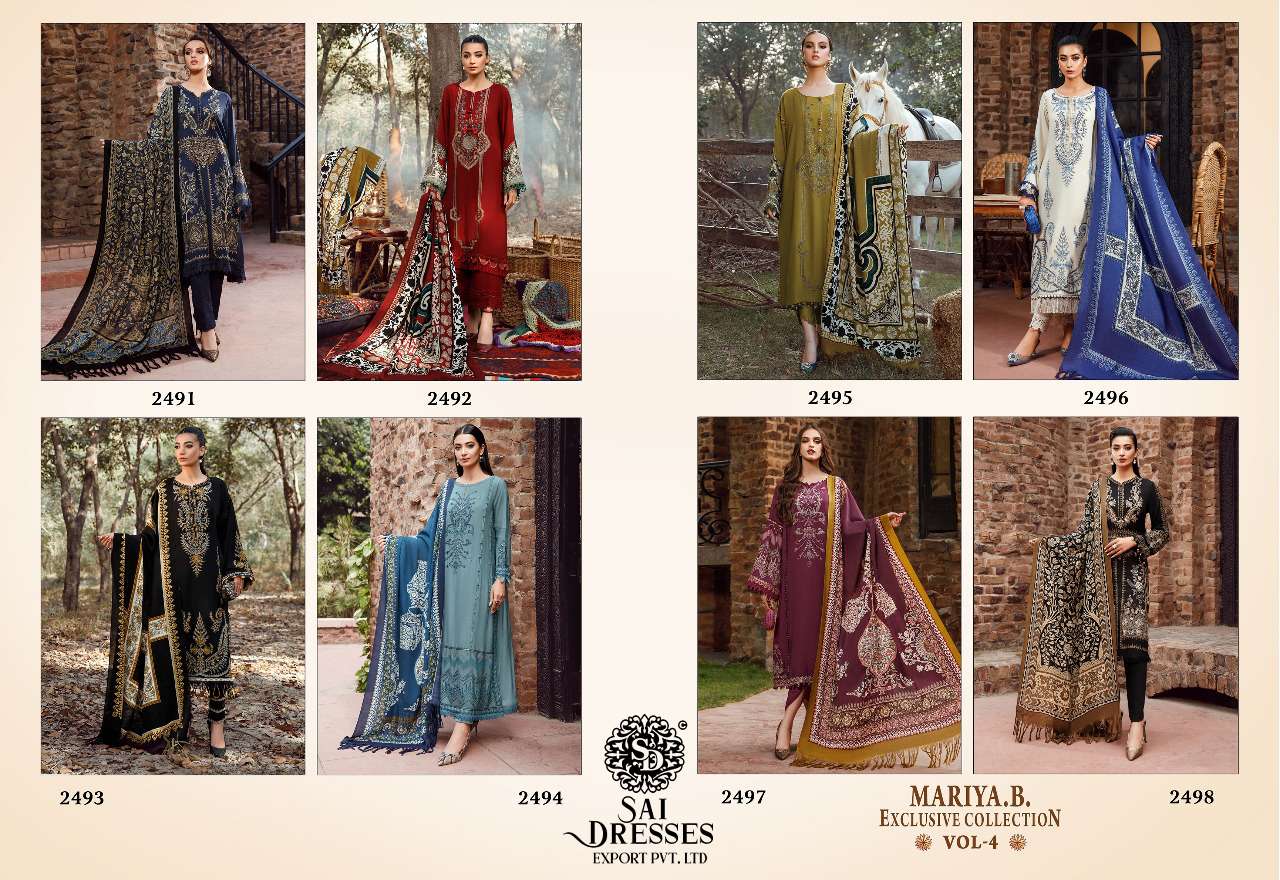 SAI DRESSES PRESENT MARIYA B EXCLUSIVE COLLECTION VOL 4 KASMIRI SELF EMBROIDERED PAKISTANI DESIGNER SUITS IN WHOLESALE RATE IN SURAT