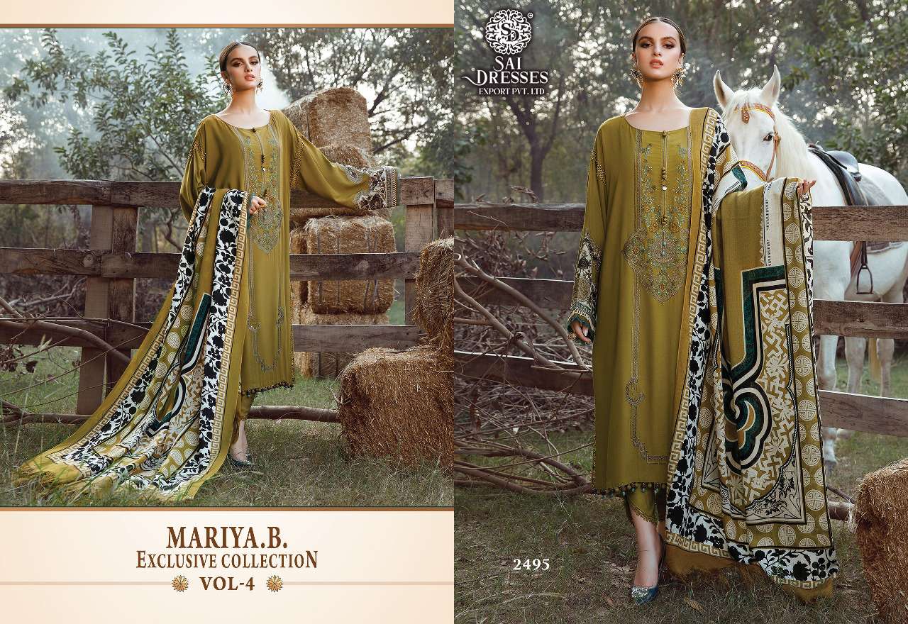 SAI DRESSES PRESENT MARIYA B EXCLUSIVE COLLECTION VOL 4 KASMIRI SELF EMBROIDERED PAKISTANI DESIGNER SUITS IN WHOLESALE RATE IN SURAT