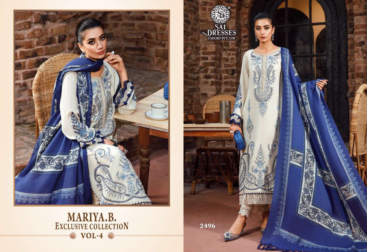 SAI DRESSES PRESENT MARIYA B EXCLUSIVE COLLECTION VOL 4 KASMIRI SELF EMBROIDERED PAKISTANI DESIGNER SUITS IN WHOLESALE RATE IN SURAT