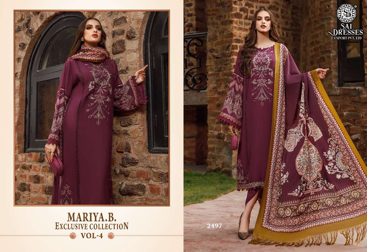 SAI DRESSES PRESENT MARIYA B EXCLUSIVE COLLECTION VOL 4 KASMIRI SELF EMBROIDERED PAKISTANI DESIGNER SUITS IN WHOLESALE RATE IN SURAT