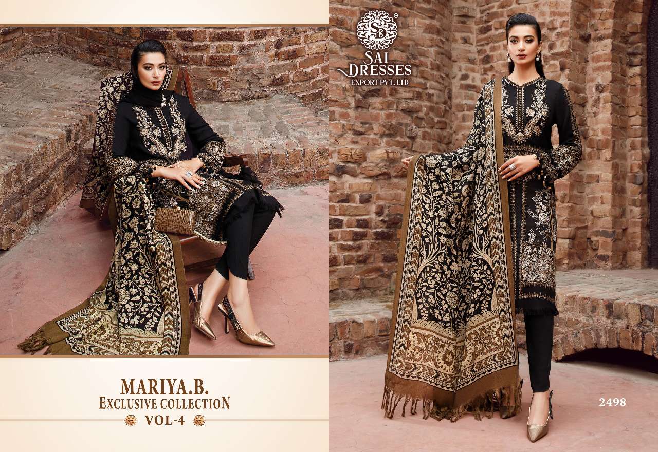 SAI DRESSES PRESENT MARIYA B EXCLUSIVE COLLECTION VOL 4 KASMIRI SELF EMBROIDERED PAKISTANI DESIGNER SUITS IN WHOLESALE RATE IN SURAT