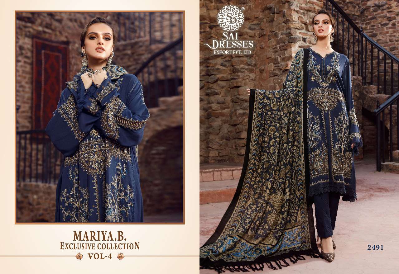 SAI DRESSES PRESENT MARIYA B EXCLUSIVE COLLECTION VOL 4 KASMIRI SELF EMBROIDERED PAKISTANI DESIGNER SUITS IN WHOLESALE RATE IN SURAT