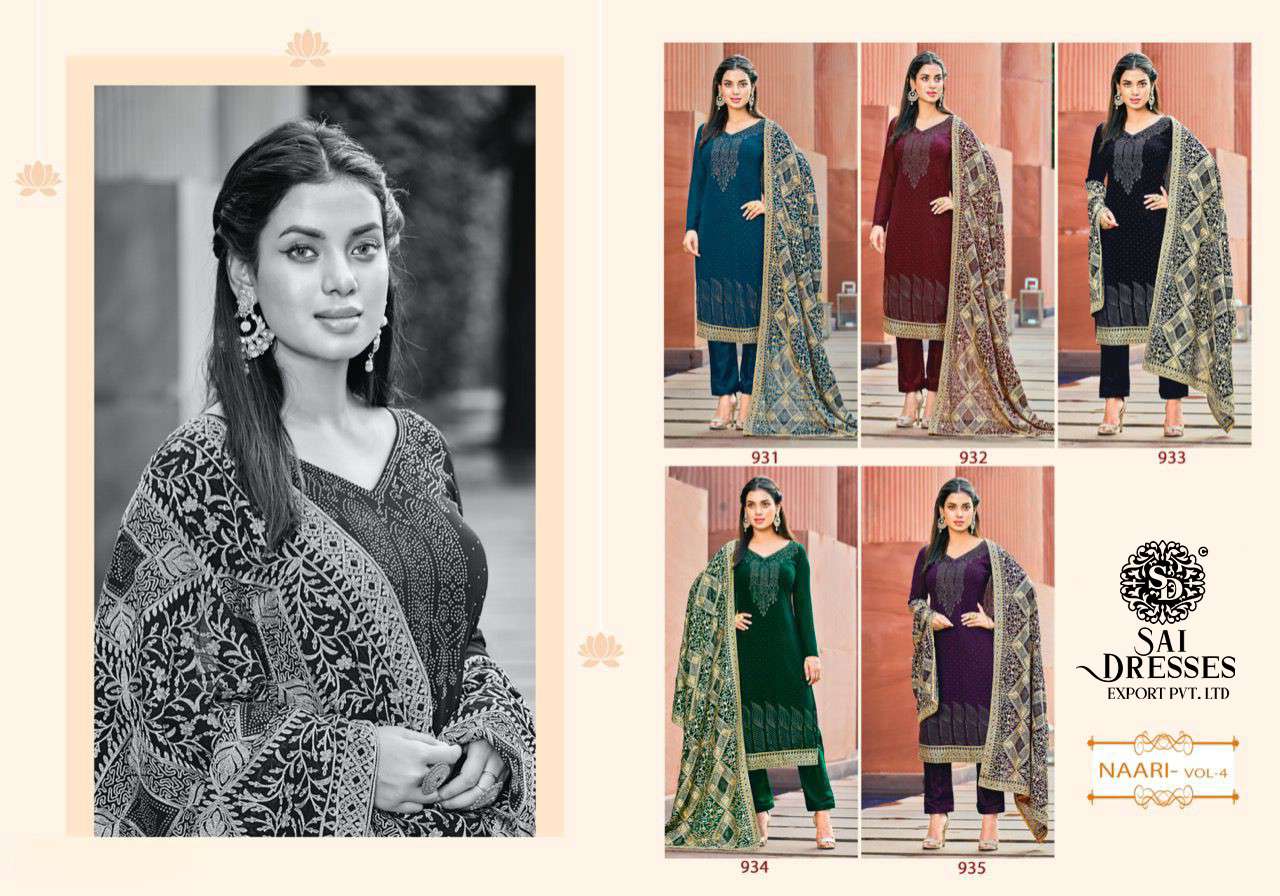 SAI DRESSES PRESENT NAARI VOL 4 GEORGETTE DESIGNER SALWAR SUITS IN WHOLESALE RATE IN SURAT