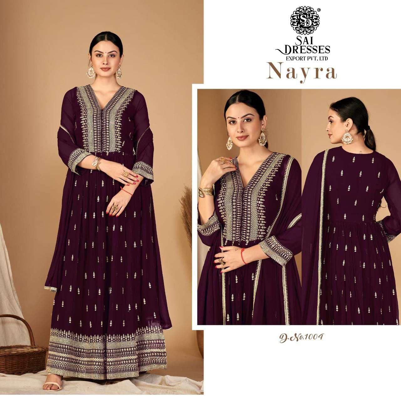 SAI DRESSES PRESENT NAYRA SEMI STITCHED GARARA STYLE LONG NAIRA CUT DESIGNER SUITS IN WHOLESALE RATE IN SURAT