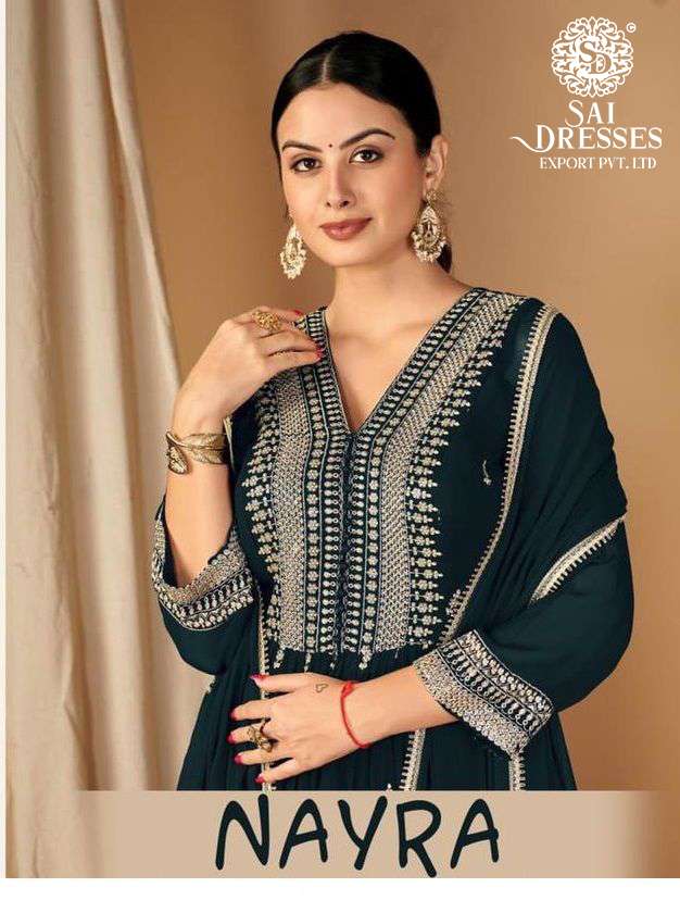 SAI DRESSES PRESENT NAYRA SEMI STITCHED GARARA STYLE LONG NAIRA CUT DESIGNER SUITS IN WHOLESALE RATE IN SURAT