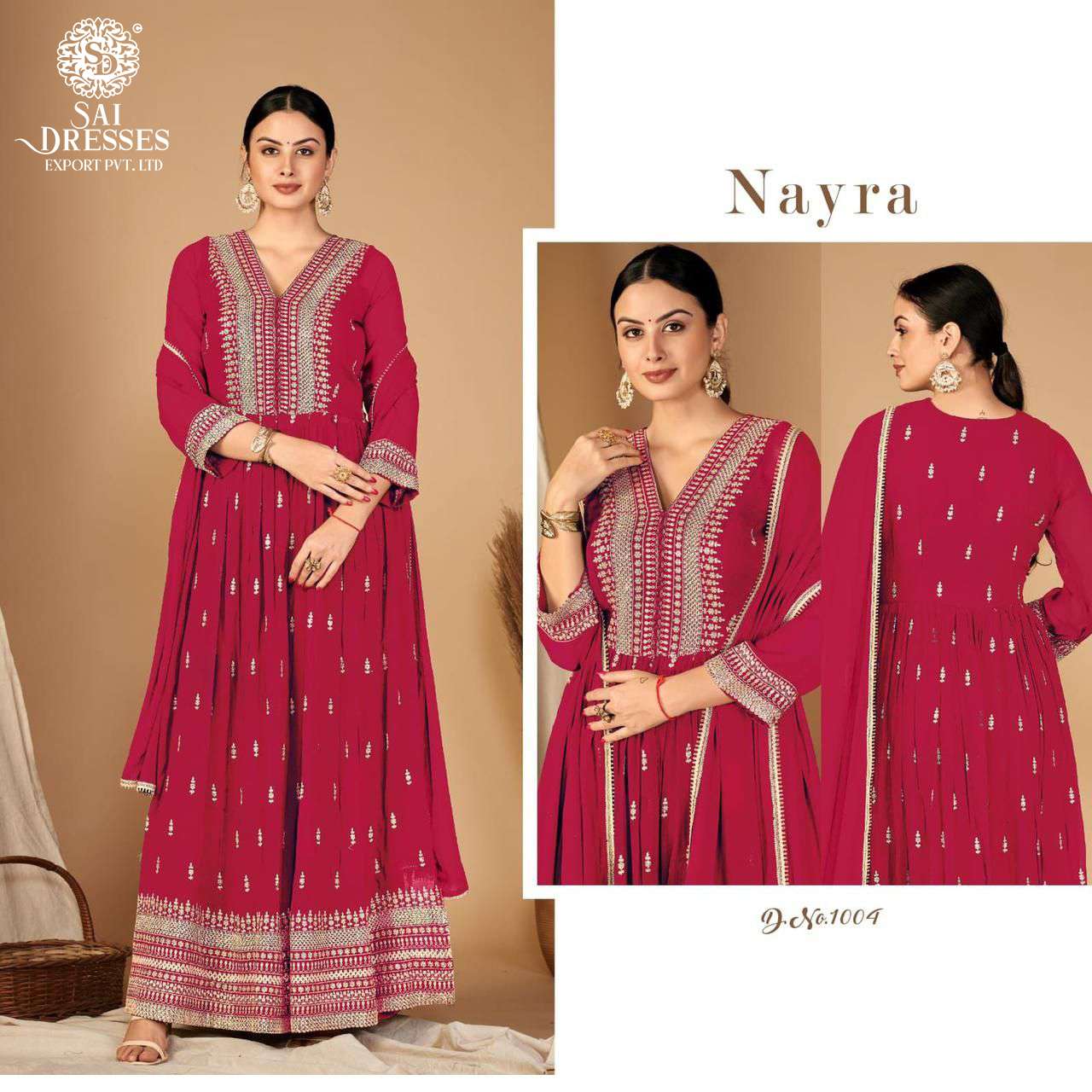 SAI DRESSES PRESENT NAYRA SEMI STITCHED GARARA STYLE LONG NAIRA CUT DESIGNER SUITS IN WHOLESALE RATE IN SURAT