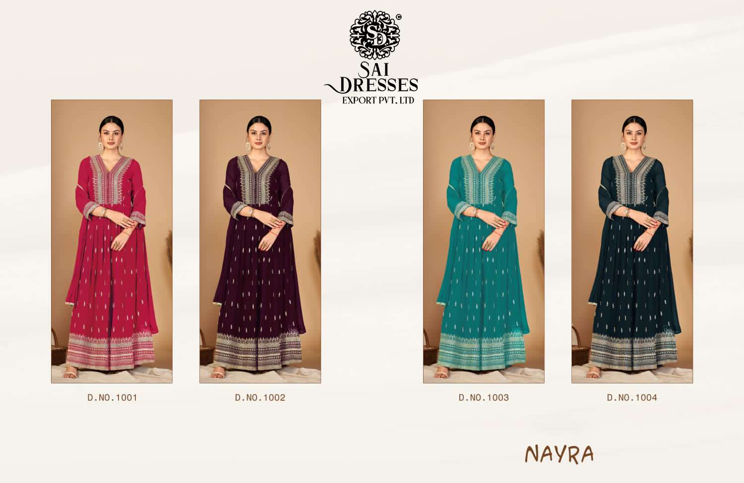 SAI DRESSES PRESENT NAYRA SEMI STITCHED GARARA STYLE LONG NAIRA CUT DESIGNER SUITS IN WHOLESALE RATE IN SURAT