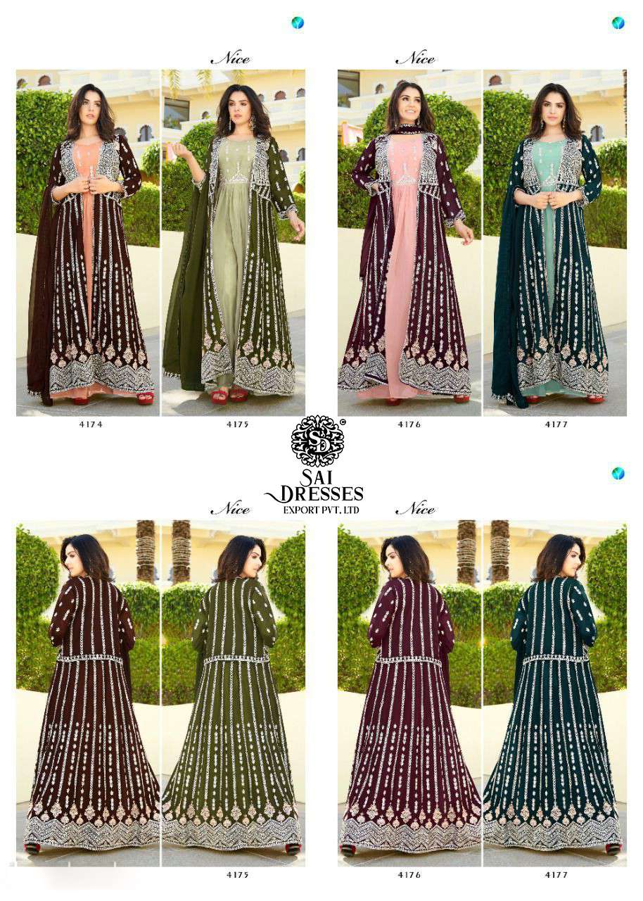 SAI DRESSES PRESENT NICE READYMADE PARTY WEAR SUITS WITH DESIGNER JACKET IN WHOLESALE RATE IN SURAT 