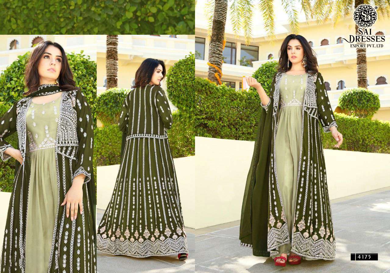 SAI DRESSES PRESENT NICE READYMADE PARTY WEAR SUITS WITH DESIGNER JACKET IN WHOLESALE RATE IN SURAT 