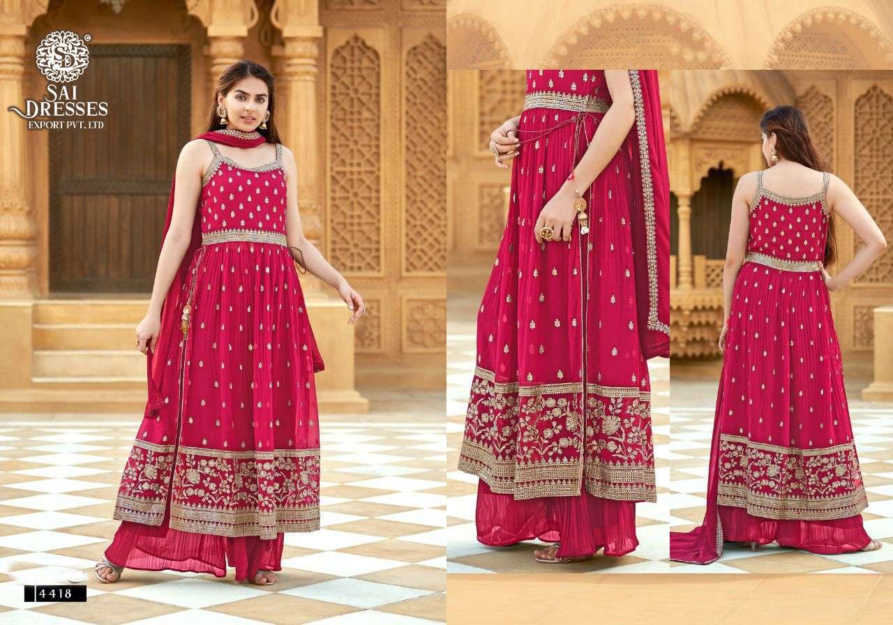 SAI DRESSES PRESENT RIGGA READYMADE BLOOMING GEORGETTE PARTY WEAR DESIGNER SUITS IN WHOLESALE RATE IN SURAT