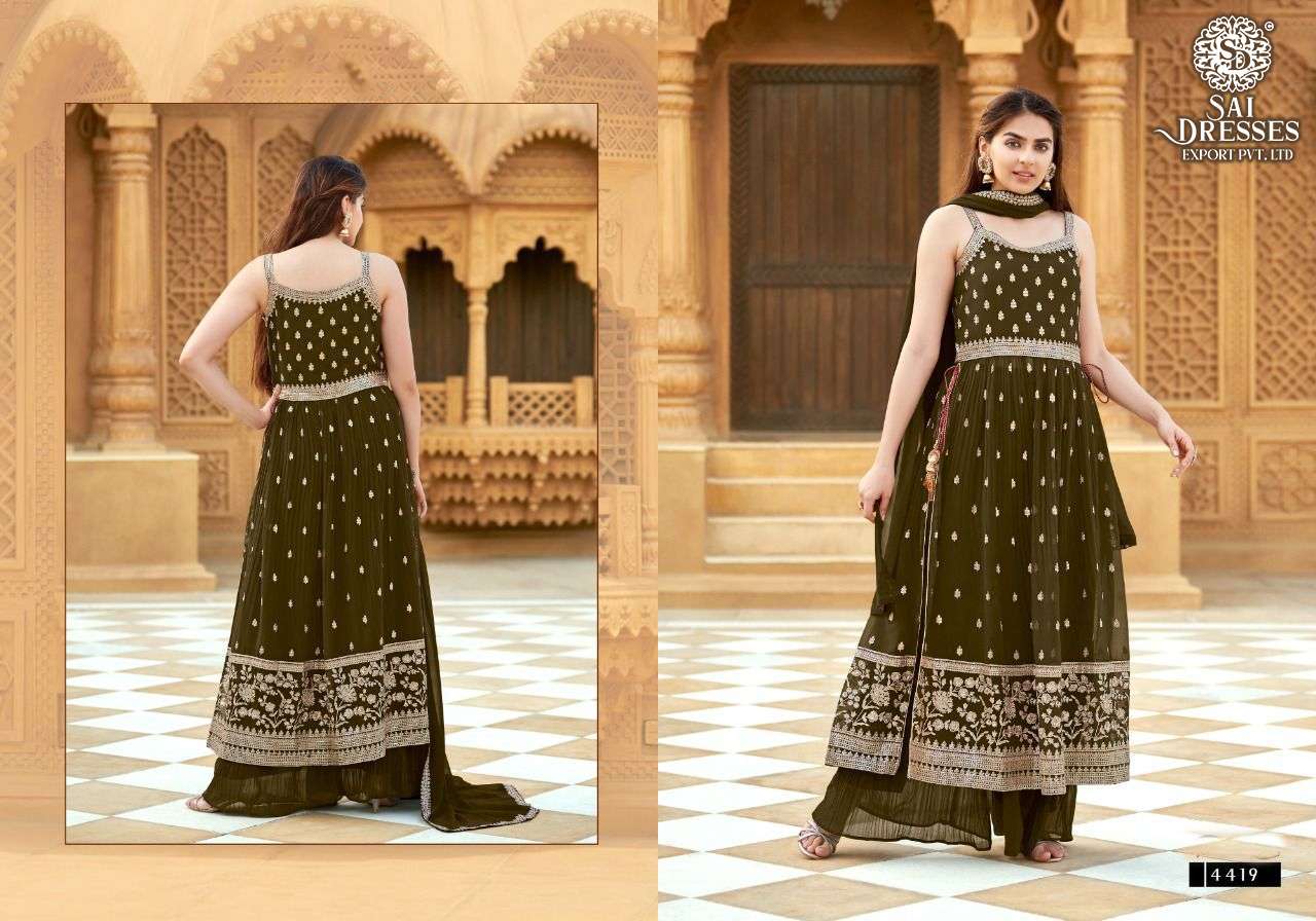 SAI DRESSES PRESENT RIGGA READYMADE BLOOMING GEORGETTE PARTY WEAR DESIGNER SUITS IN WHOLESALE RATE IN SURAT