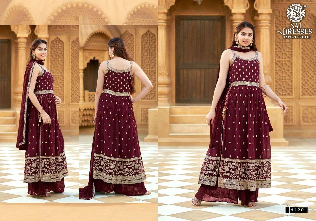 SAI DRESSES PRESENT RIGGA READYMADE BLOOMING GEORGETTE PARTY WEAR DESIGNER SUITS IN WHOLESALE RATE IN SURAT