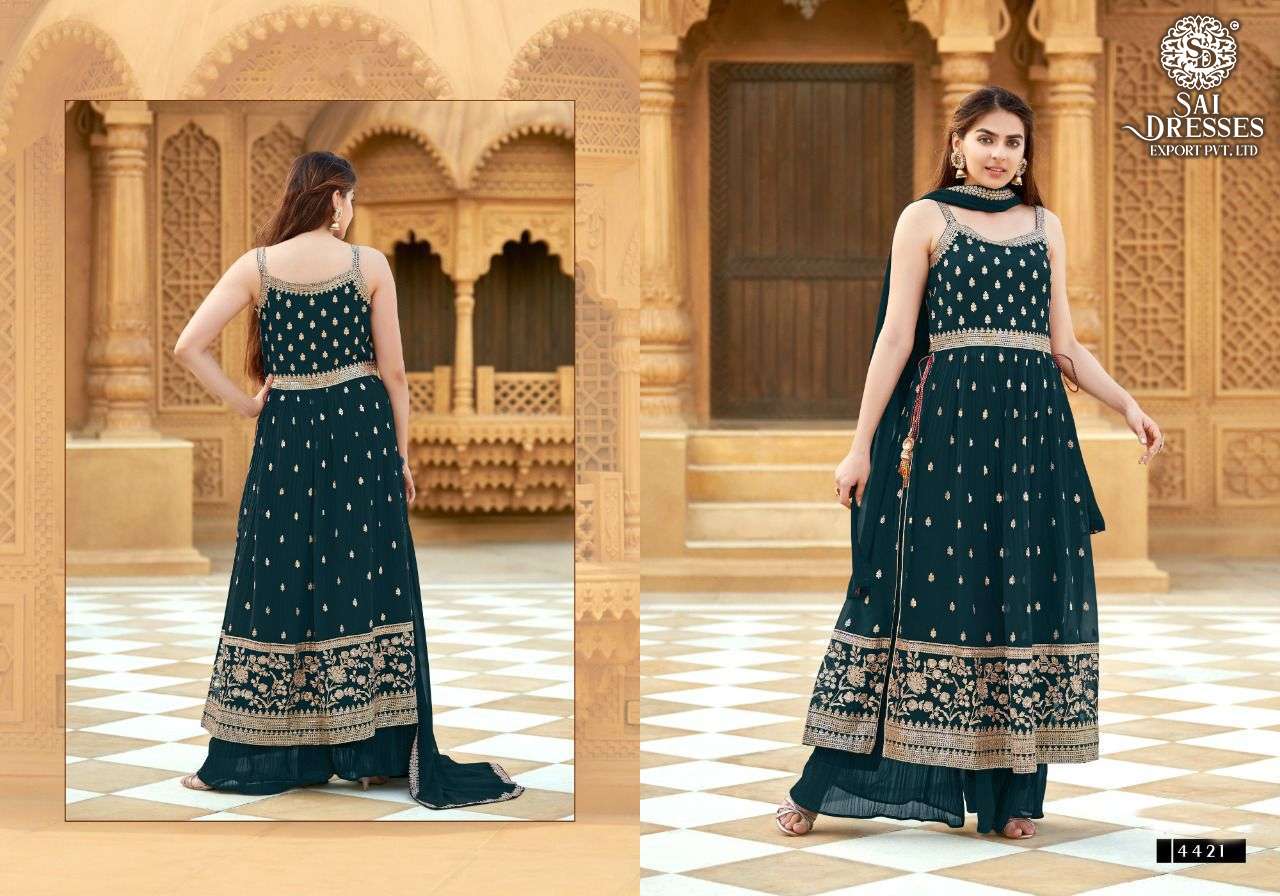 SAI DRESSES PRESENT RIGGA READYMADE BLOOMING GEORGETTE PARTY WEAR DESIGNER SUITS IN WHOLESALE RATE IN SURAT