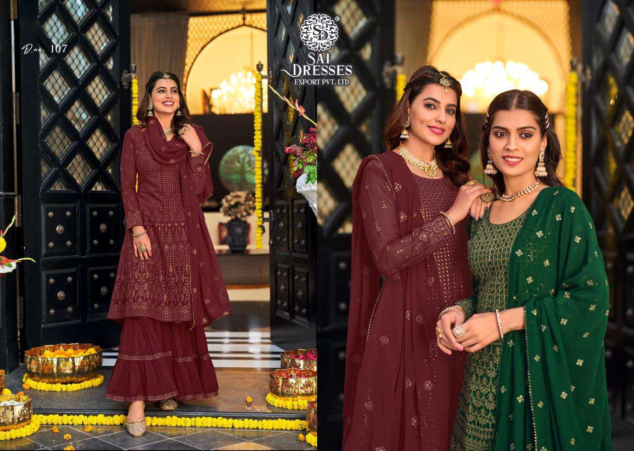 SAI DRESSES PRESENT RUBY VOL 2 READYMADE GEORGETTE EMBROIDERED PARTY WEAR DESIGNER SUITS IN WHOLESALE RATE IN SURAT