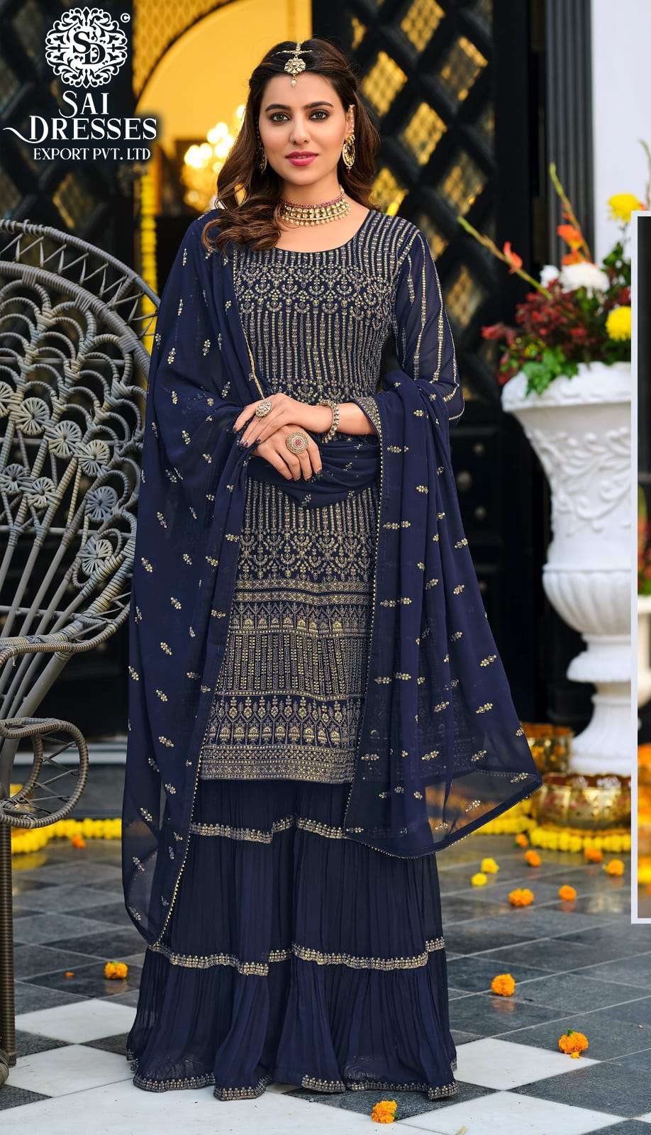 SAI DRESSES PRESENT RUBY VOL 2 READYMADE GEORGETTE EMBROIDERED PARTY WEAR DESIGNER SUITS IN WHOLESALE RATE IN SURAT