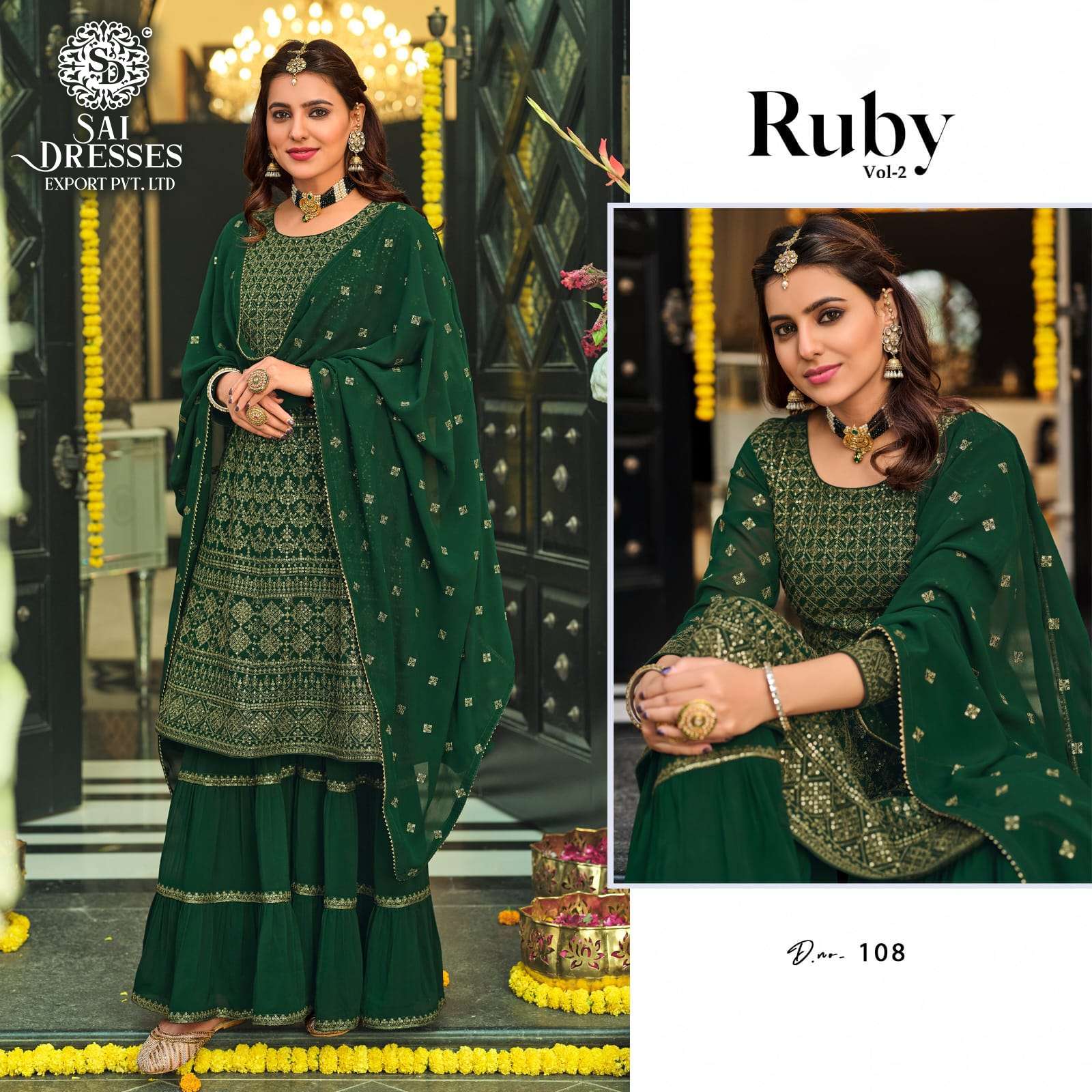 SAI DRESSES PRESENT RUBY VOL 2 READYMADE GEORGETTE EMBROIDERED PARTY WEAR DESIGNER SUITS IN WHOLESALE RATE IN SURAT