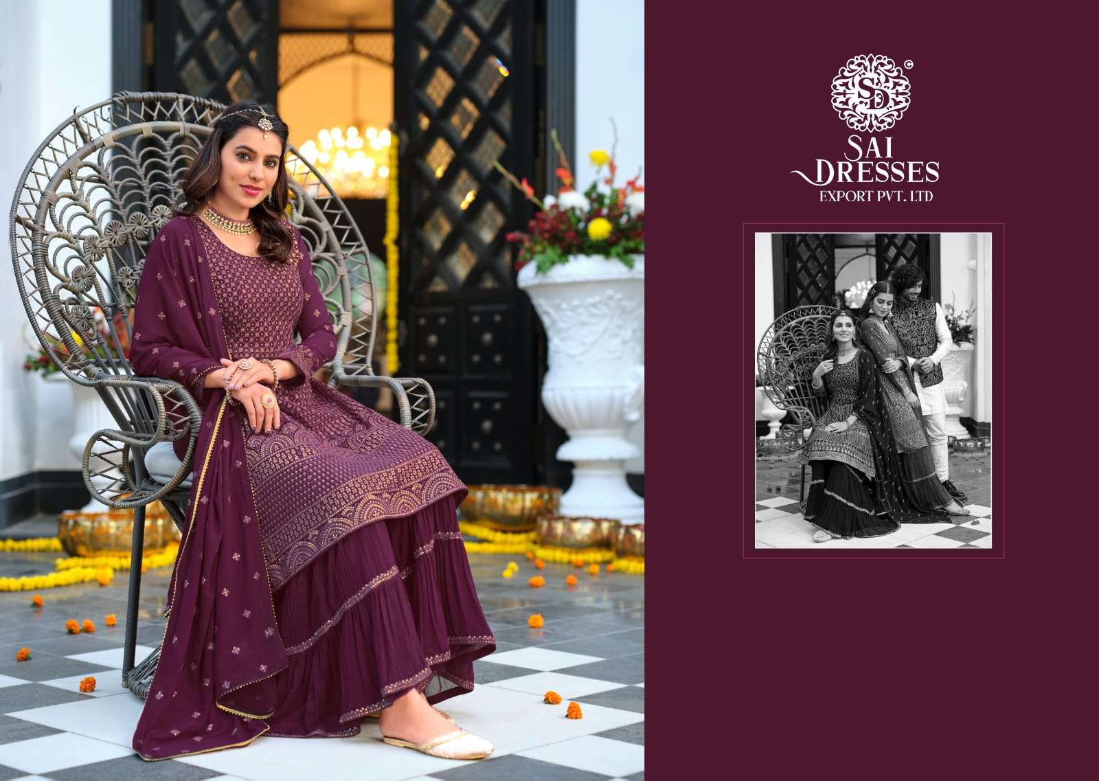 SAI DRESSES PRESENT RUBY VOL 2 READYMADE GEORGETTE EMBROIDERED PARTY WEAR DESIGNER SUITS IN WHOLESALE RATE IN SURAT