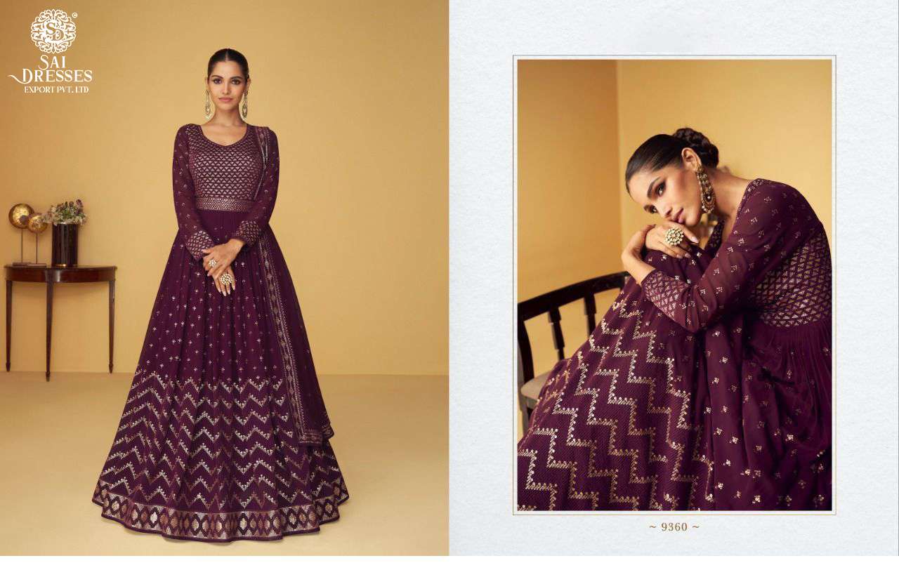 SAI DRESSES PRESENT SANA READY TO WEDDING WEAR LONG GOWN STYLE DESIGNER SUITS IN WHOLESALE RATE IN SURAT