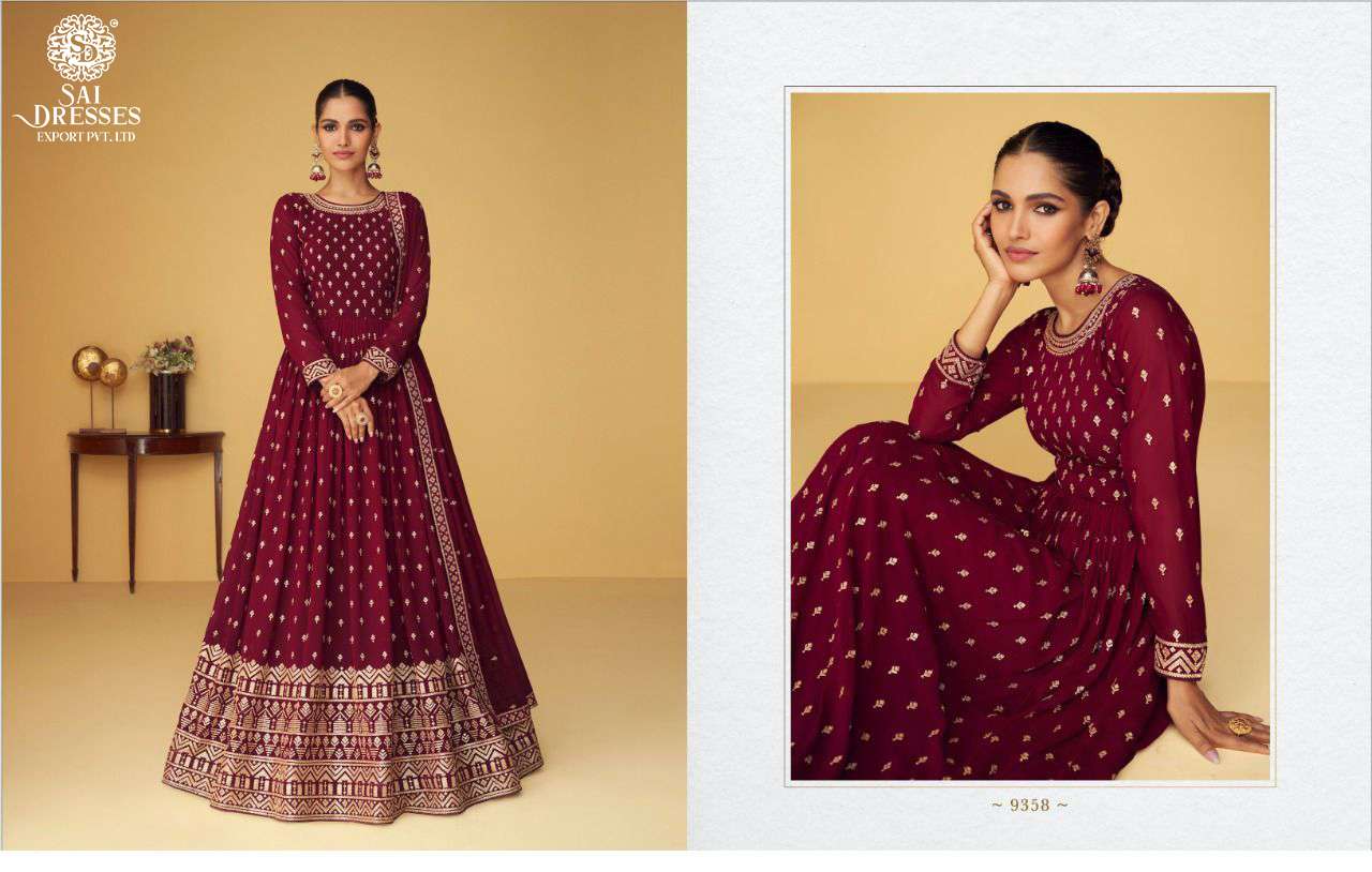 SAI DRESSES PRESENT SANA READY TO WEDDING WEAR LONG GOWN STYLE DESIGNER SUITS IN WHOLESALE RATE IN SURAT