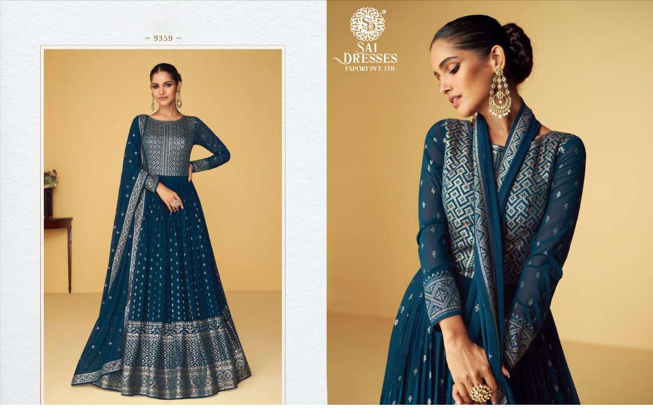 SAI DRESSES PRESENT SANA READY TO WEDDING WEAR LONG GOWN STYLE DESIGNER SUITS IN WHOLESALE RATE IN SURAT