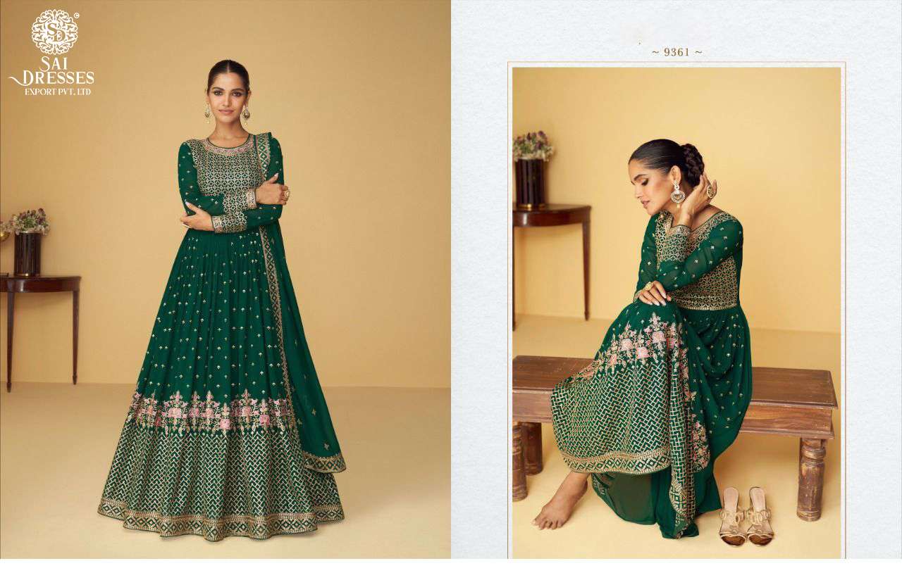 SAI DRESSES PRESENT SANA READY TO WEDDING WEAR LONG GOWN STYLE DESIGNER SUITS IN WHOLESALE RATE IN SURAT