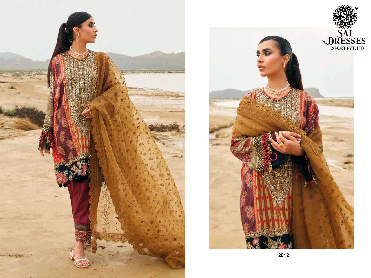 SAI DRESSES PRESENT SANA SAFINAZ MUZLIN 23 EMBROIDERY PAKISTANI SUITS COLLECTION IN WHOLESALE RATE IN SURAT 