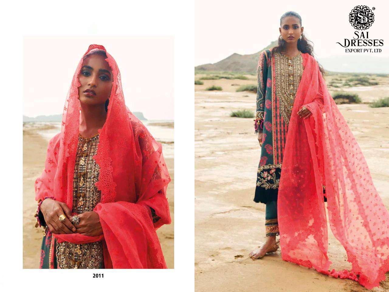 SAI DRESSES PRESENT SANA SAFINAZ MUZLIN 23 EMBROIDERY PAKISTANI SUITS COLLECTION IN WHOLESALE RATE IN SURAT 