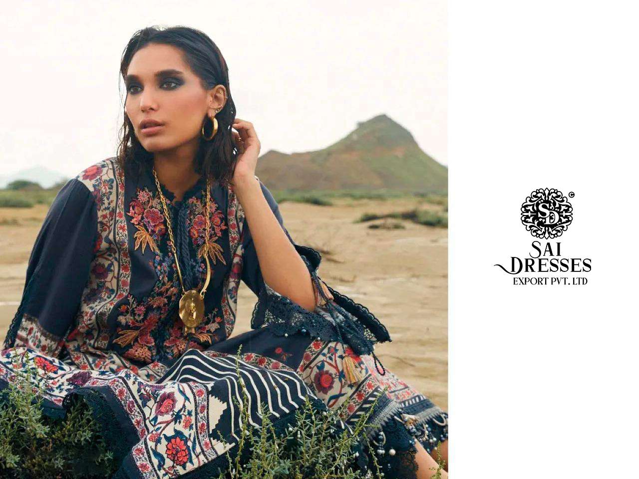 SAI DRESSES PRESENT SANA SAFINAZ MUZLIN 23 EMBROIDERY PAKISTANI SUITS COLLECTION IN WHOLESALE RATE IN SURAT 