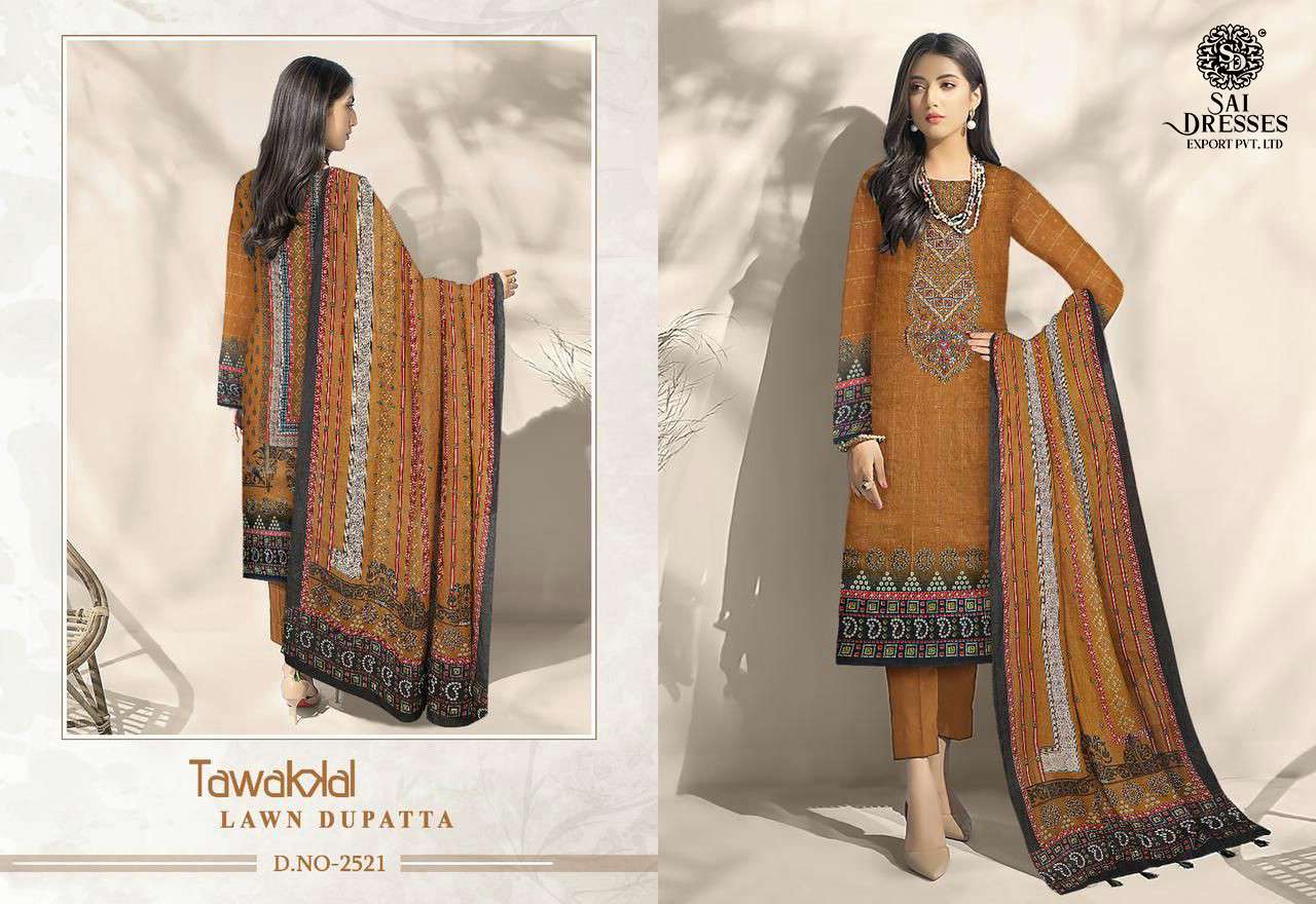 SAI DRESSES PRESENT TAWAKKAL LAWN DUPATTA PURE JAM COTTON EMBROIDERED PAKISTANI DESIGNER SUITS IN WHOLESALE RATE IN SURAT