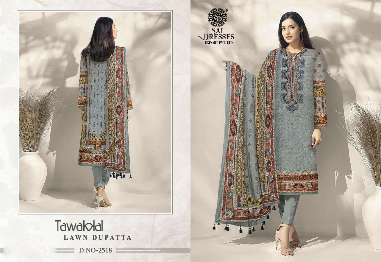 SAI DRESSES PRESENT TAWAKKAL LAWN DUPATTA PURE JAM COTTON EMBROIDERED PAKISTANI DESIGNER SUITS IN WHOLESALE RATE IN SURAT