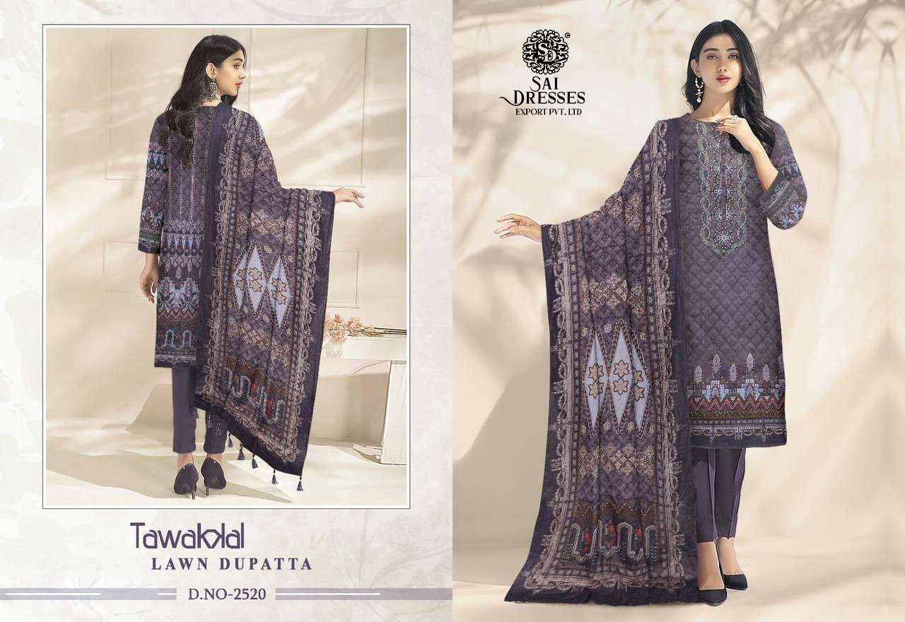 SAI DRESSES PRESENT TAWAKKAL LAWN DUPATTA PURE JAM COTTON EMBROIDERED PAKISTANI DESIGNER SUITS IN WHOLESALE RATE IN SURAT