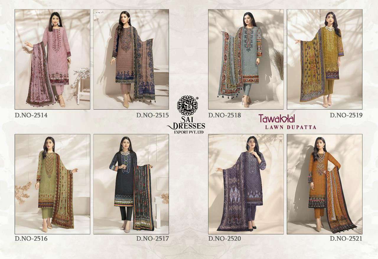 SAI DRESSES PRESENT TAWAKKAL LAWN DUPATTA PURE JAM COTTON EMBROIDERED PAKISTANI DESIGNER SUITS IN WHOLESALE RATE IN SURAT