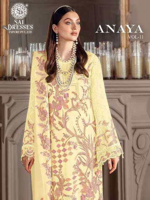 SAI DRESSES PRESENT ANAYA VOL 11 SEMI STITCHED PAKISTANI DESIGNER SUITS IN WHOLESALE RATE IN SURAT