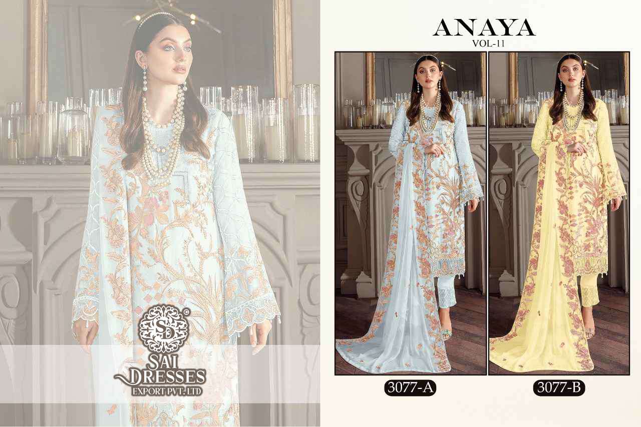 SAI DRESSES PRESENT ANAYA VOL 11 SEMI STITCHED PAKISTANI DESIGNER SUITS IN WHOLESALE RATE IN SURAT