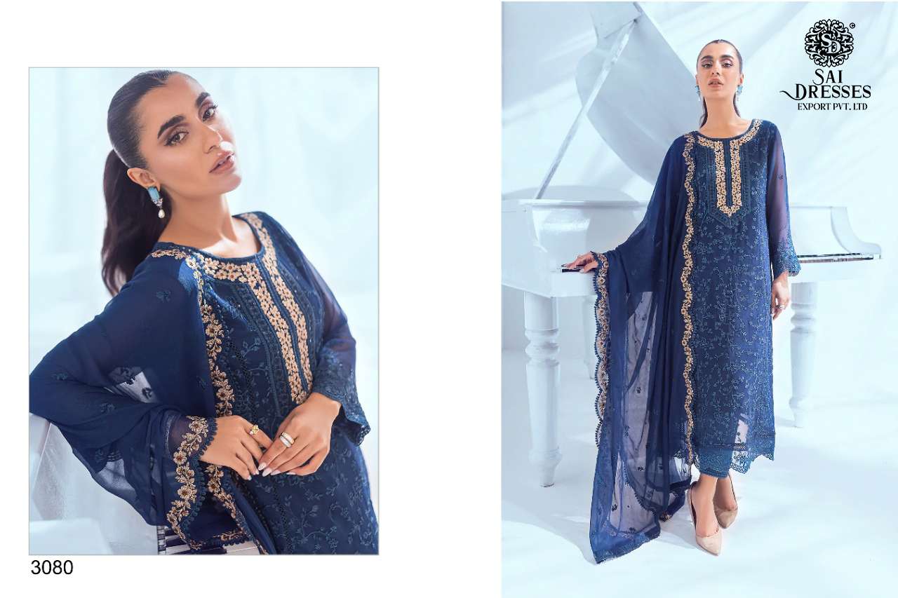 SAI DRESSES PRESENT AZURE VOL 8 GEORGETTE WITH EMBROIDERED SEMI STITCHED PAKISTANI DESIGNER SALWAR SUITS IN WHOLESALE RATE IN SURAT