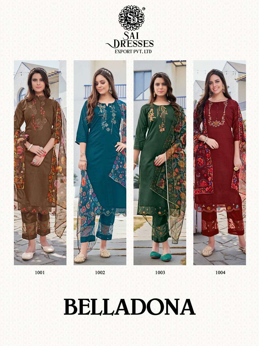 SAI DRESSES PRESENT BELLADONA READY TO WEAR PANT STYLE DESIGNER SUITS IN WHOLESALE RATE IN SURAT