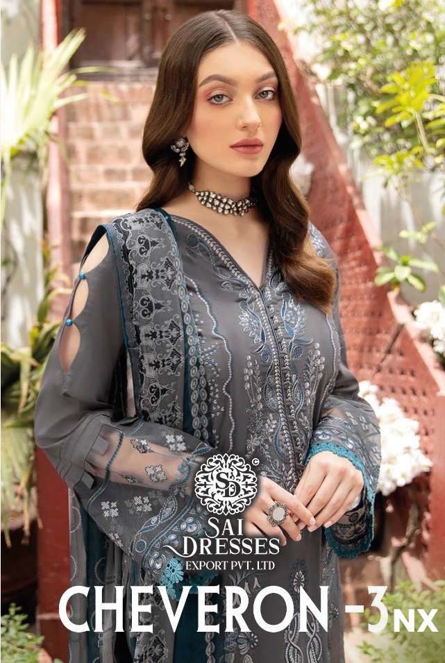 SAI DRESSES PRESENT CHEVERON NX VOL 3 PURE COTTON SELF EMBROIDERED PAKISTANI DESIGNER SALWAR SUITS IN WHOLESALE RATE IN SURAT 
