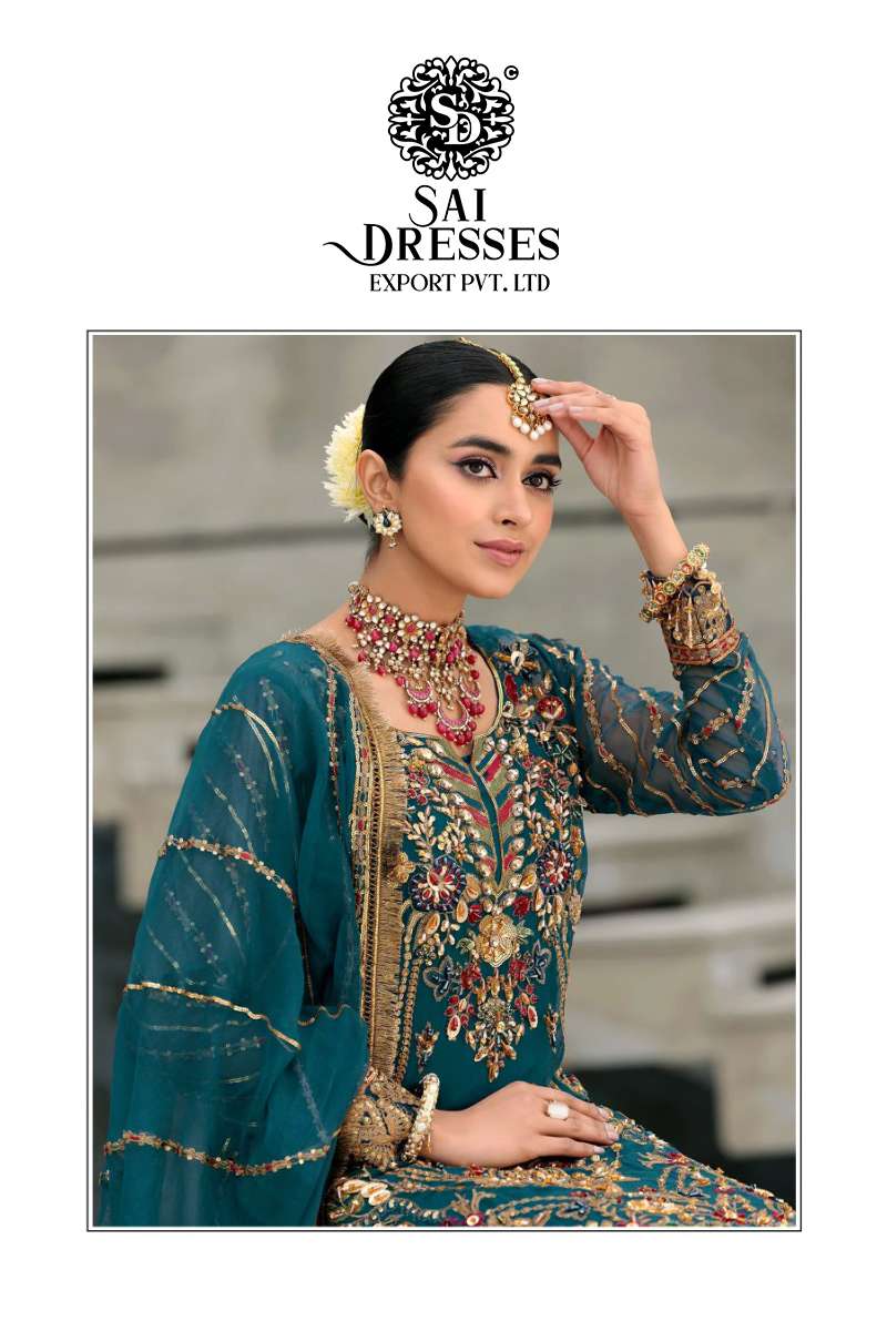 SAI DRESSES PRESENT D.NO 1641 A TO 1641 D WEDDING WEAR EMBROIDERED PAKISTANI DESIGNER SUITS IN WHOLESALE RATE IN SURAT