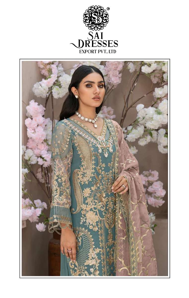 SAI DRESSES PRESENT D.NO 1691 A TO 1691 D WEDDING WEAR EMBROIDERED PAKISTANI DESIGNER SUITS IN WHOLESALE RATE IN SURAT