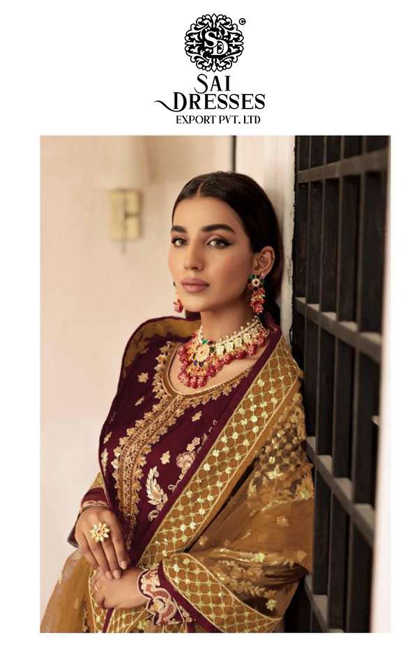 SAI DRESSES PRESENT D.NO 1761 A TO 1761 D WEDDING WEAR EMBROIDERED PAKISTANI DESIGNER SUITS IN WHOLESALE RATE IN SURAT