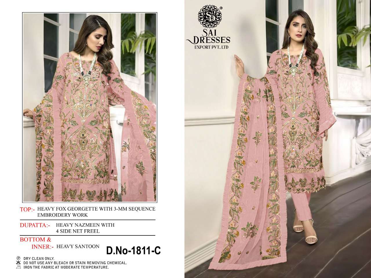 SAI DRESSES PRESENT D.NO 1811 A TO 1811 D FESTIVE WEAR EMBROIDERED PAKISTANI DESIGNER SUITS IN WHOLESALE RATE IN SURAT