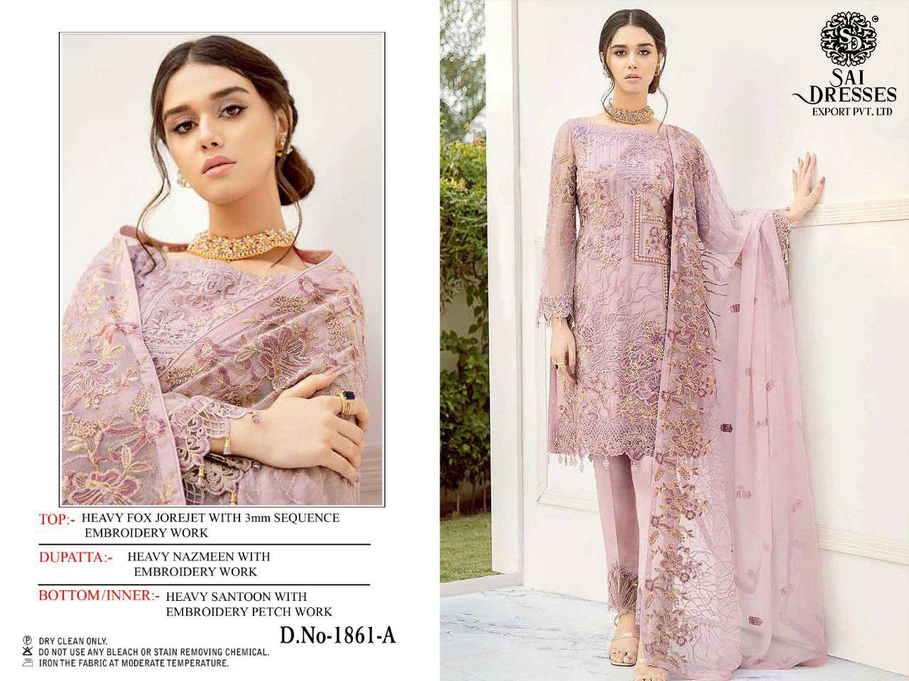 SAI DRESSES PRESENT D.NO 1841 A TO 1841 D WEDDING WEAR EMBROIDERED PAKISTANI DESIGNER SUITS IN WHOLESALE RATE IN SURAT